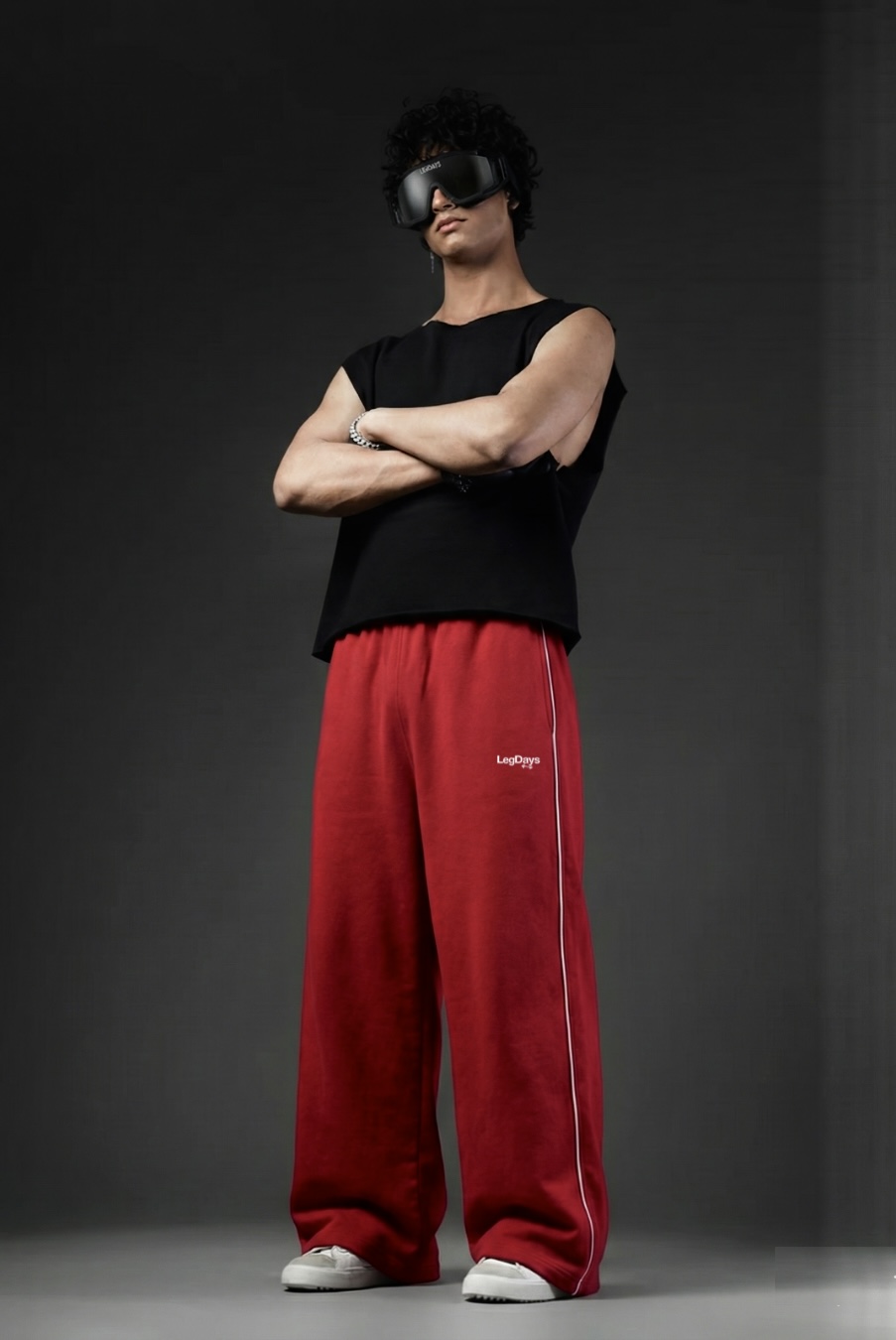 Crimson Riot baggy unisex Pants white pipine - Image 2