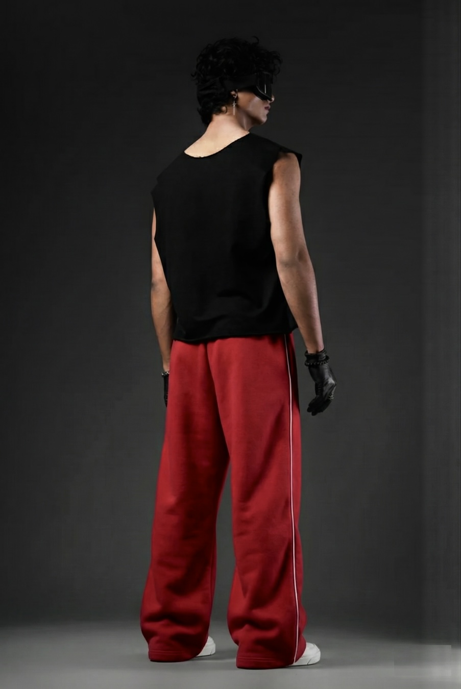 Crimson Riot baggy unisex Pants white pipine - Image 3