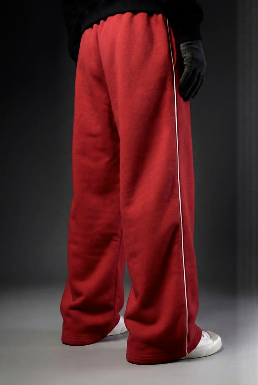 Crimson Riot baggy unisex Pants white pipine - Image 4