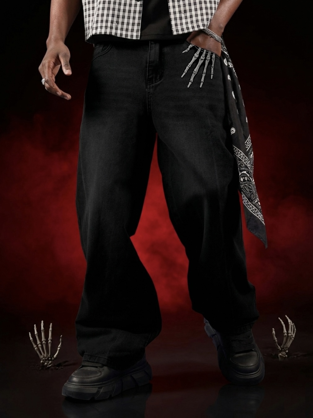 Relaxed Fit Pants Skeleton Hand Edition - Image 5