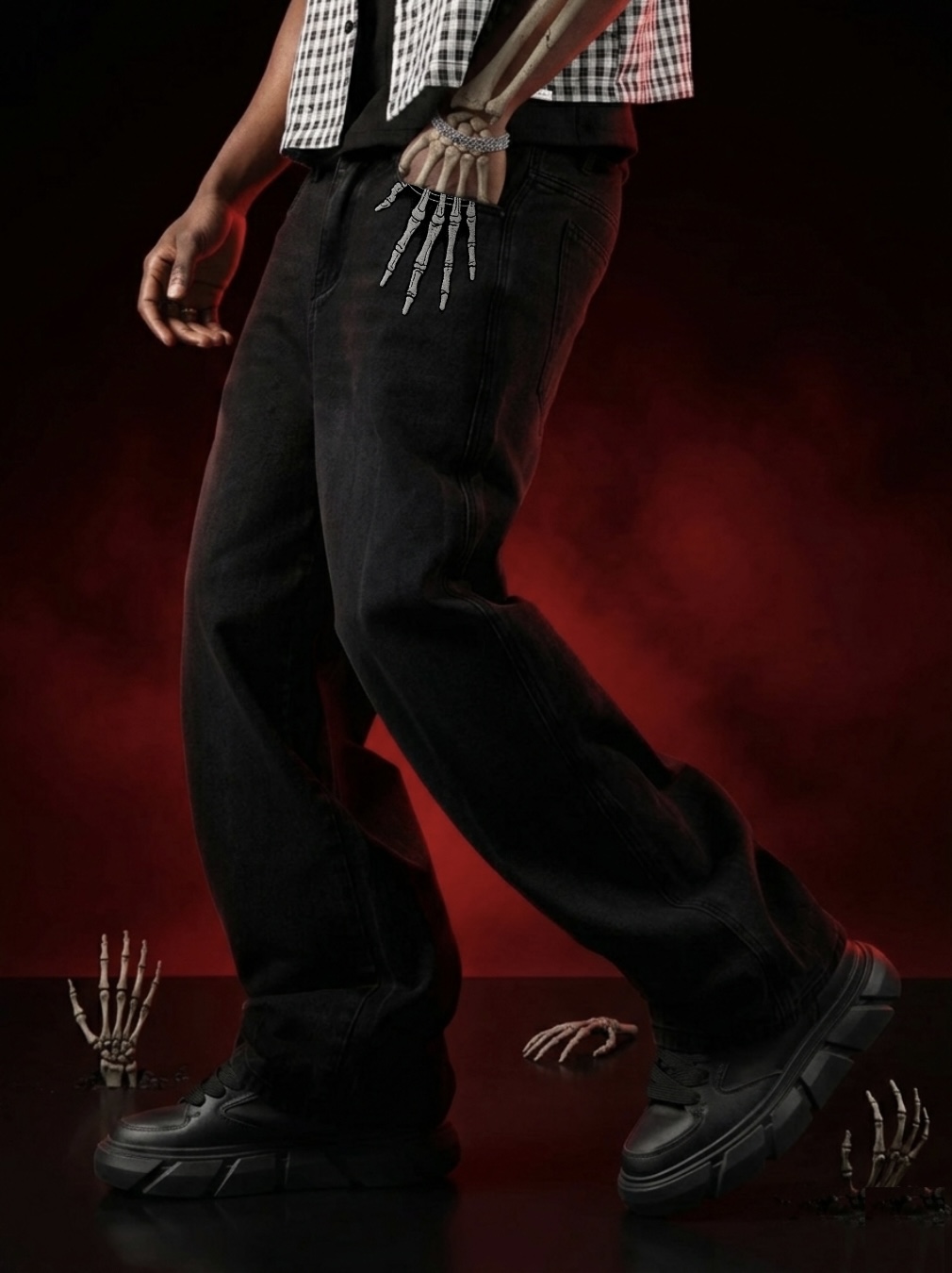 Relaxed Fit Pants Skeleton Hand Edition - Image 6