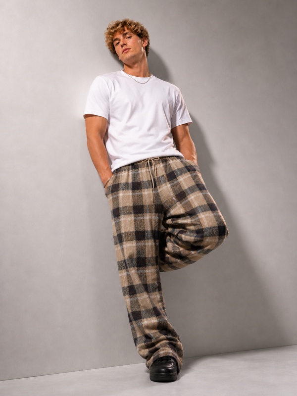 Leg Days Cozy Wide-Legs – Brown Check