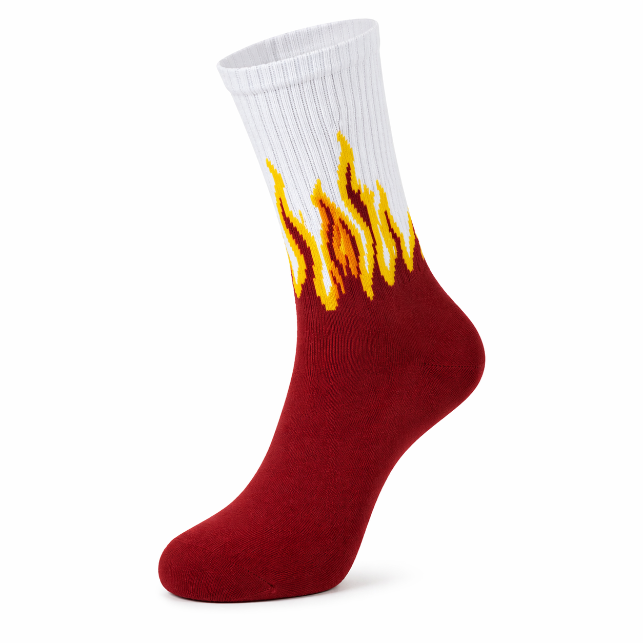 Crimson Heat Flame Socks – Red & White