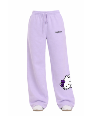 Light Lavender kitty Embroidered wide-leg