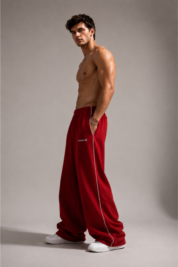Crimson Riot baggy unisex Pants white pipine