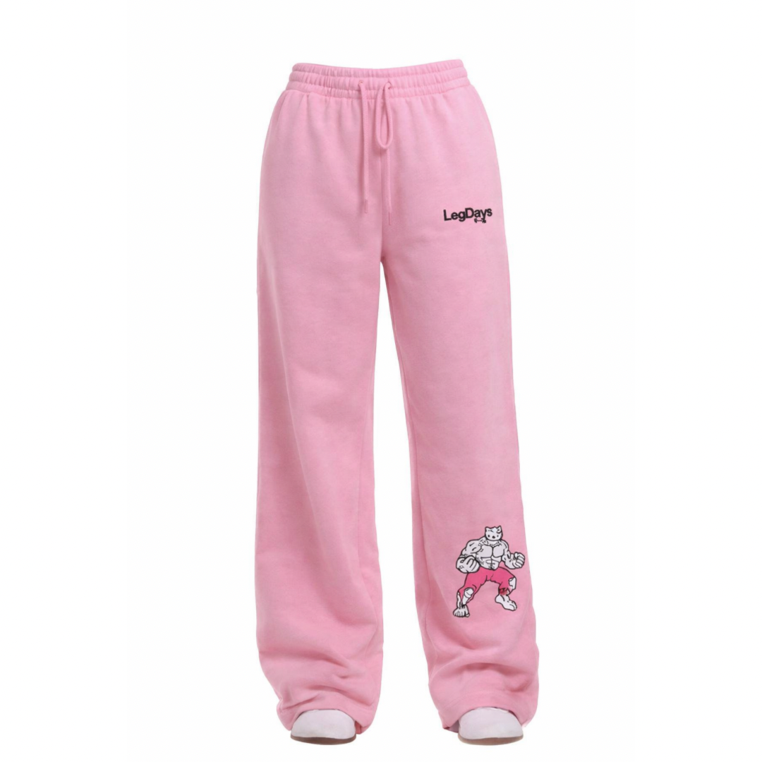 Blush Pink Embroidered Kitty Lounge Pants