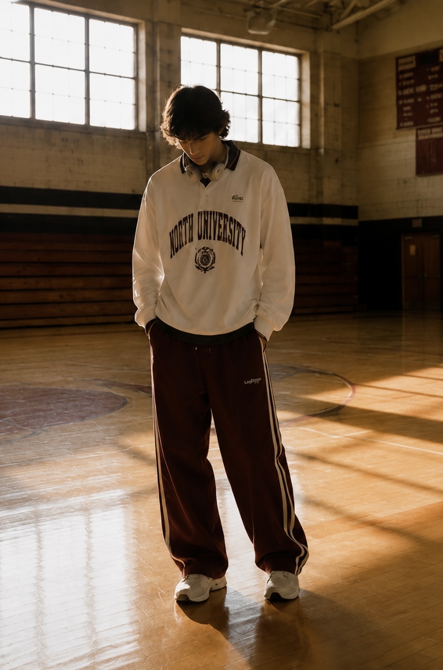 Maroon Varsity Stripe Track Pants - Image 2
