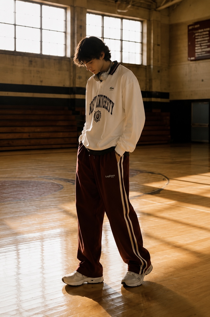 Maroon Varsity Stripe Track Pants - Image 3