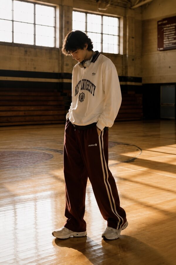 IMG_0810 Maroon Varsity Stripe Track Pants