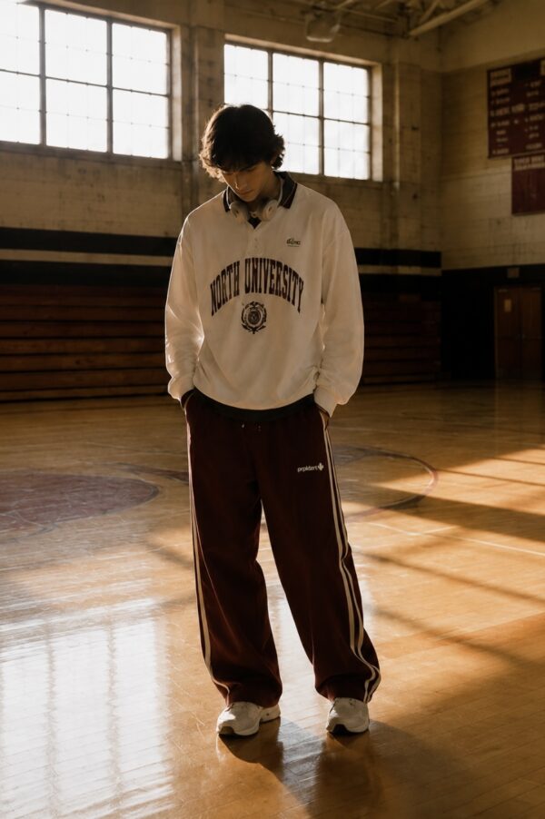 IMG_0811 Maroon Varsity Stripe Track Pants