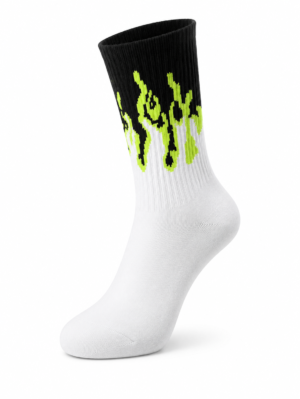 Toxic Flame Socks – White & Neon Green | Special Edition