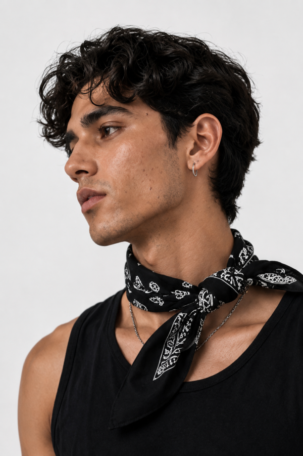 IMG_0954 Obsidian Bandana – Premium Cotton Paisley Bandana (Black)