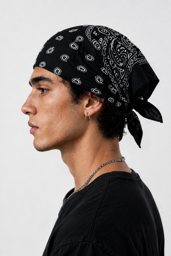 IMG_0957 Obsidian Bandana – Premium Cotton Paisley Bandana (Black)