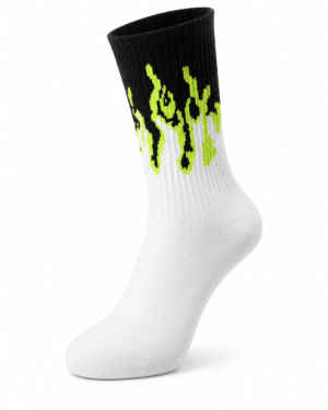 Toxic Flame Socks – White & Neon Green | Special Edition